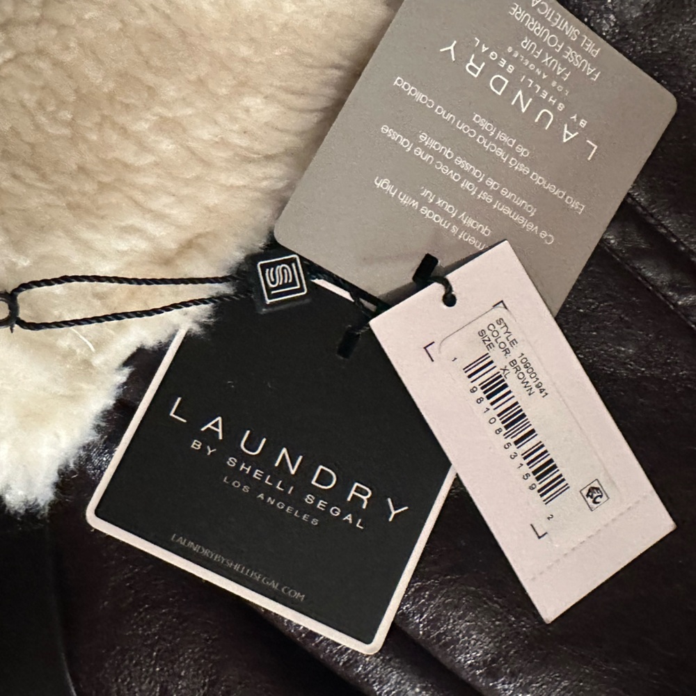 Laundry By Shelli Segal Brown Bomber Jacket with Cream Lining - Picture 7 of 10